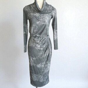 Hard Tail Forever Gray Mottled Print Outfit - Cowl Neck Top and Skirt